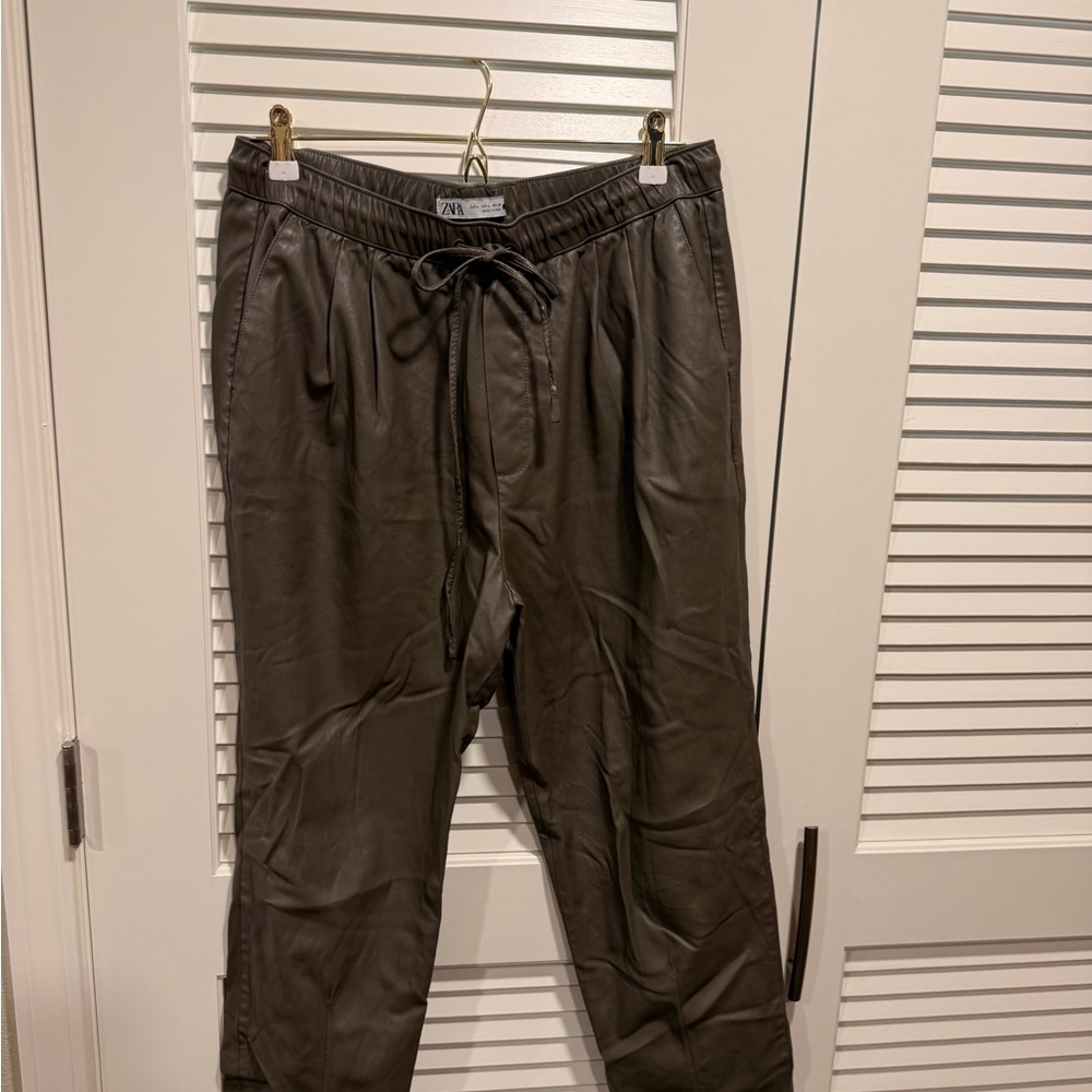 Green Pleather Zara Pants